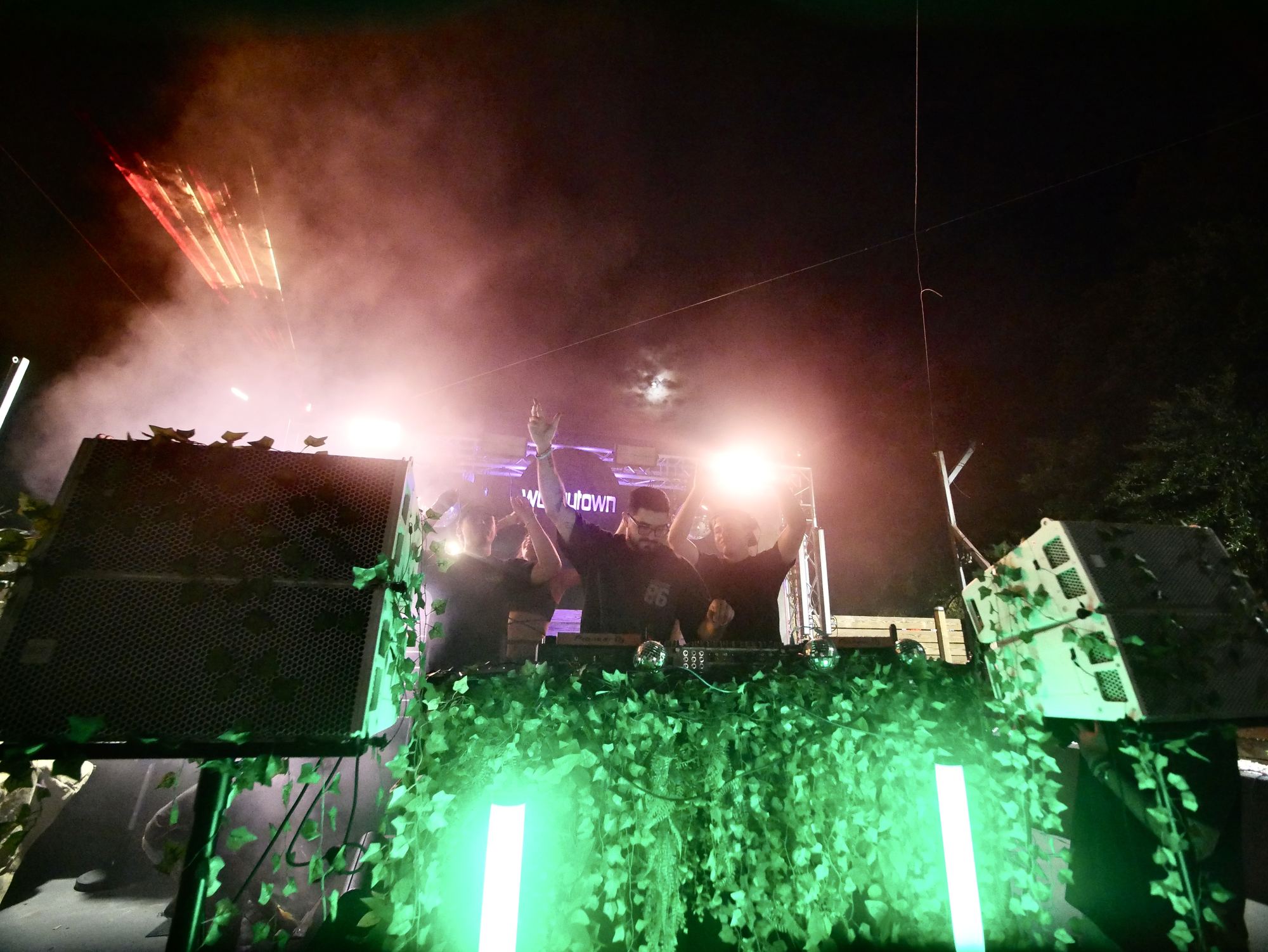 Concert production with lasers and haze